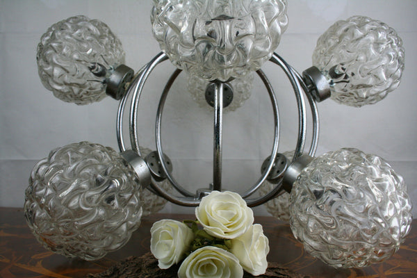 Mid century Retro 8 Glass globes Atomic sputnik chandelier lamp