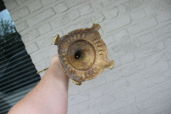 Large Antique French religious bronze crucifix cross putti neo gothic church