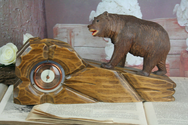 Gorgeous BLACK FOREST wood carved bear barometer rare model Germany 1900