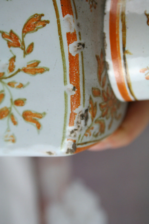 OLD belgian Faience Apothecary Kitchen jar box lidded circa 1880 rare piece