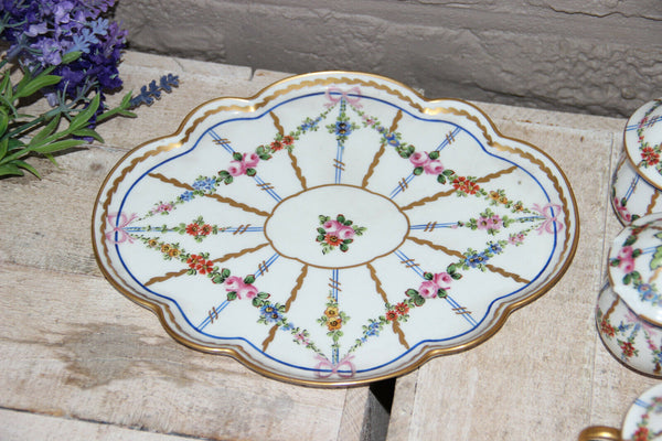 Gorgeous antique DELVAUX Paris porcelain 6 Creamer pot set porcelain plate