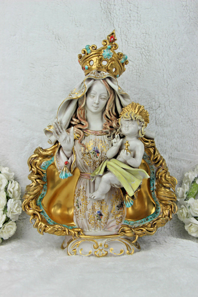 PATTARINO school MAdonna terracotta polychrome statue italian 1950 Religious