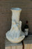 XL French art nouveau porcelain white Lady nymph Satyr head floral Vase