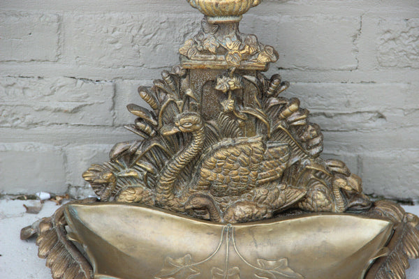 French brass mid century 1960 Swan animal umbrella stand holder