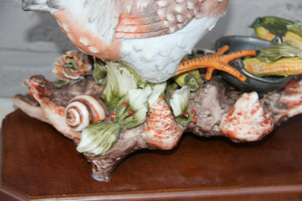 Large Capodimonte porcelain Italian marked  Chicken statue group