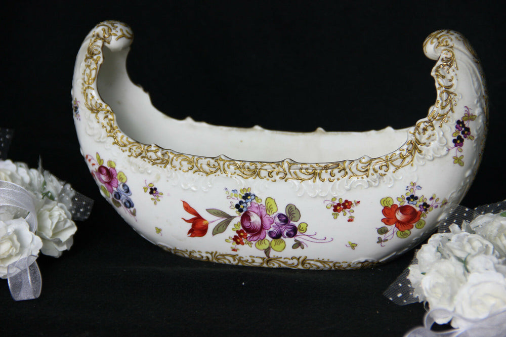 Vintage French porcelain centerpiece Vase floral decor boat form