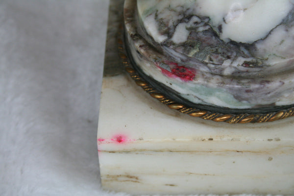 PAIR Huge French Marble Vases urns Ram heads bronze louis XVI decor 1900