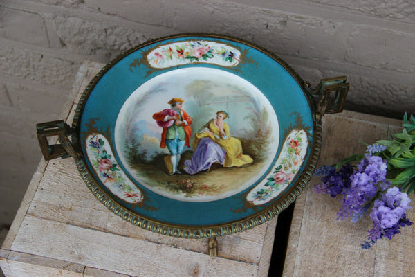 Gorgeous antique French SEVRES porcelain marked centerpiece bowl louis XVI frame