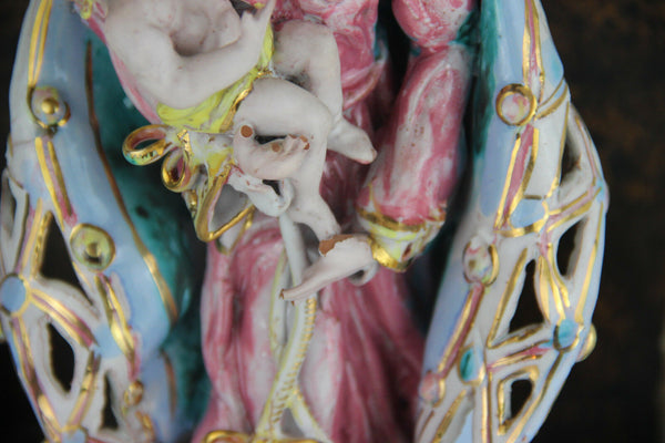 Rare Italian Terra cotta polychrome rococo Florence Madonna statue sculpture