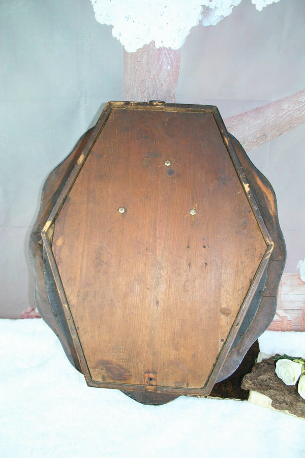 French ' Oeil de boeuf' wall clock 1880 oil on copper marine painting rare