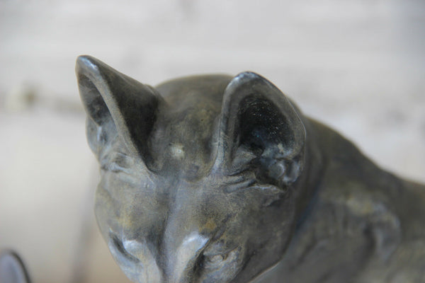 Huge XXL ART DECO 1930 German Sheperd Dog marble spelter bronze Statue sculpture