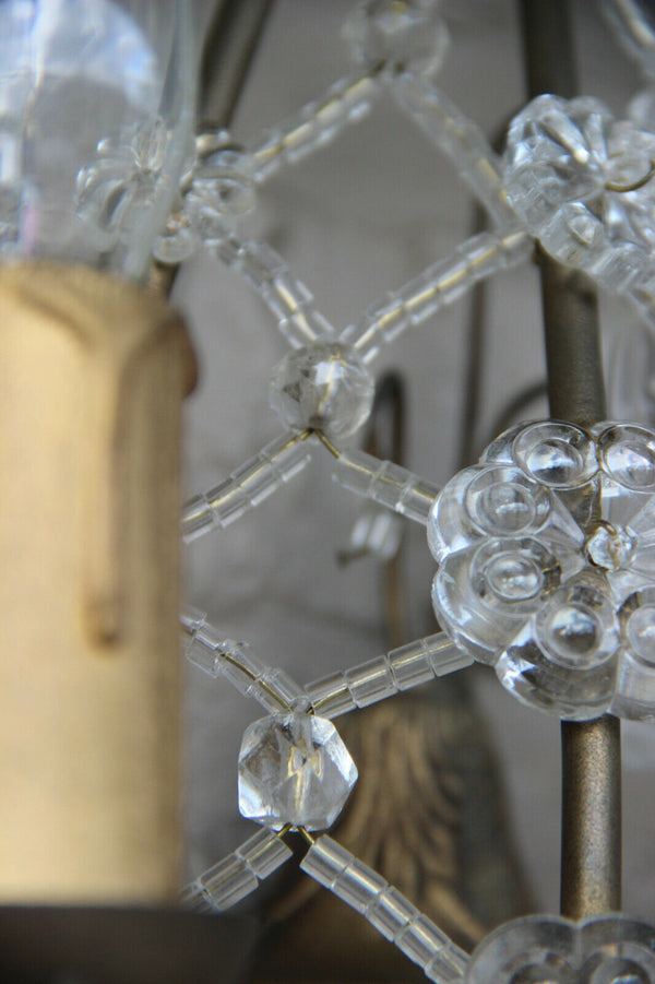 PAIR Murano turquoise glass drops flowers chains wall lights sconces 1960