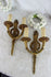 PAIR antique french brass Wall lights sconces Laurel fleur de lys 1930's flame