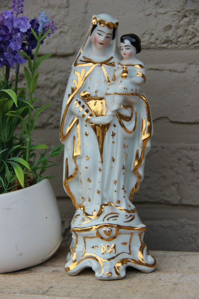 Antique vieux paris porcelain madonna figurine religious