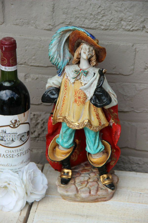 Italian PATTARINO school Musketeer Knight Figurine statue terracotta 1960