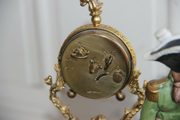 Vintage Napoleon officer soldier porcelain figurine clock putti caryatids onyx