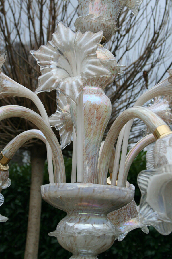 Stunning Italian Venetian Murano glass 1970 mid century Chandelier 5 arms no1