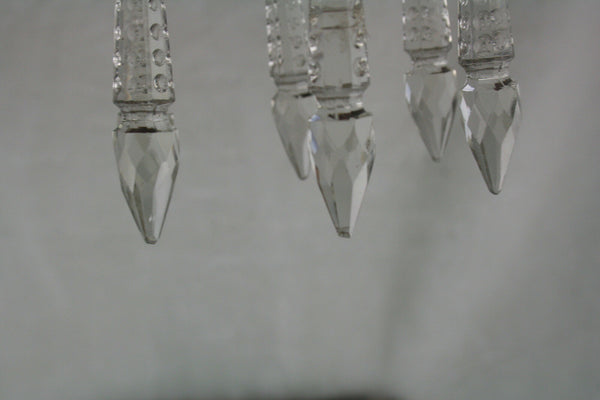 Antique French Religious Glass Madonna Crystal prisms candle holder