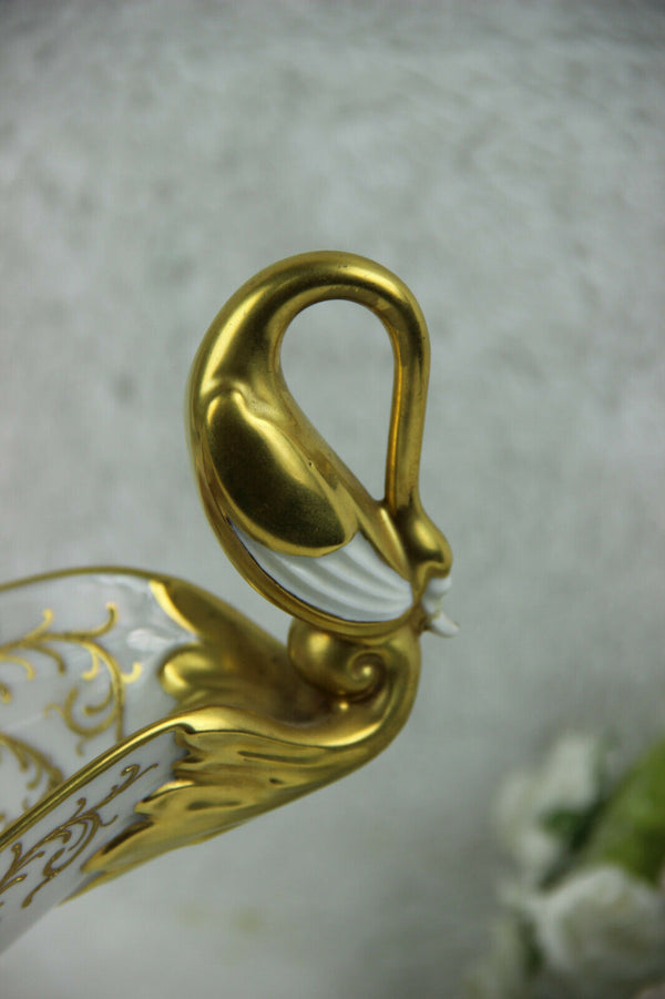 Vintage German Centerpiece bowl romantic victorian swan handles coupe