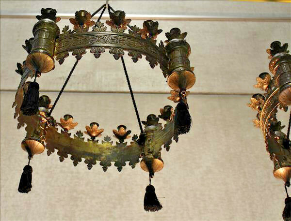 RARE Antique 1900 Monastery Church candle Holder gothic Chandelier religious n2