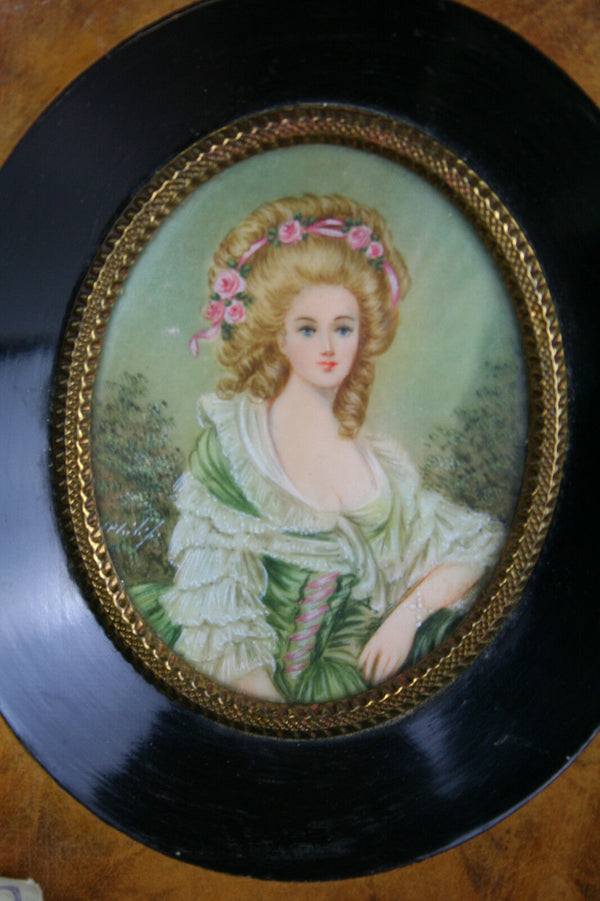 PAIR Miniature portraits Napoleon II Victorian high society woman painting