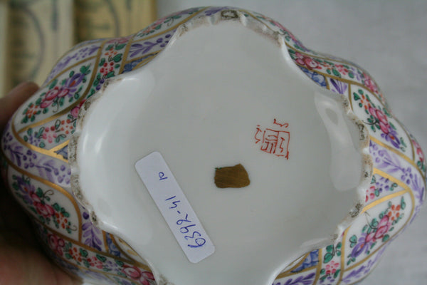 French Porcelain de paris Floral porcelain center piece bowl 1950 samson