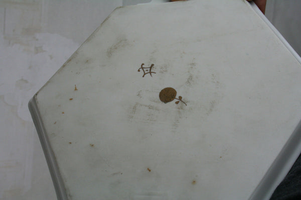 Antique French marked Porcelain Plate pie presentation tray hand paint 1900
