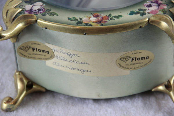 Vintage German hand paint floral table clock 1970