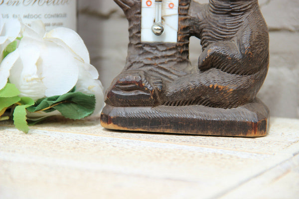 Antique hand Black forest wood carved swiss bear statue