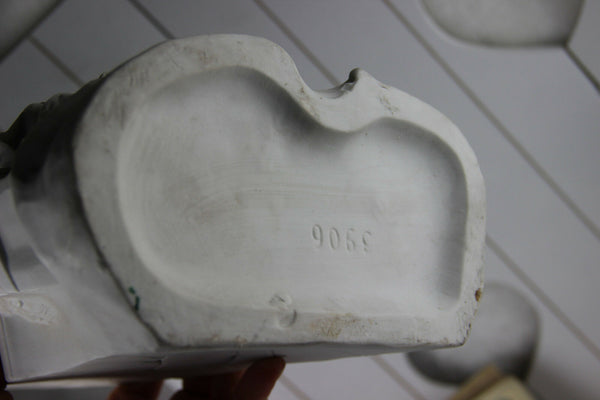 French vintage Bisque porcelain romantic couple clock group 1960