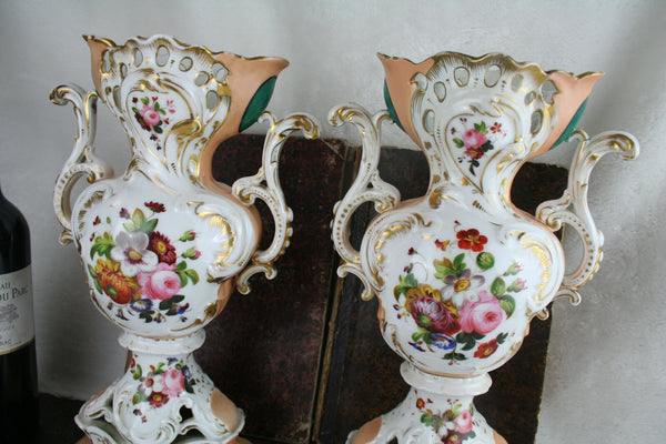 PAIR Exclusive old paris porcelain gout de petit floral decor 19thc French
