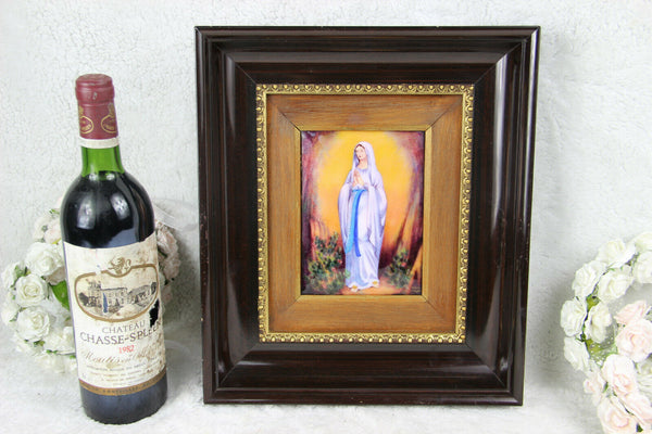 French LIMOGES enamel on porcelain painting religious portrait madonna mary