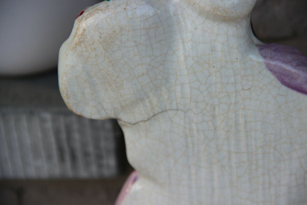 PAIR Antique victorian STAFFORDSHIRE pottery Statue figurine scottish flower