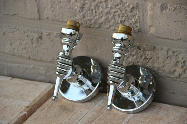 PAIR Mid century 1970 Chrome hand wall lights sconces attr maison jansen paris