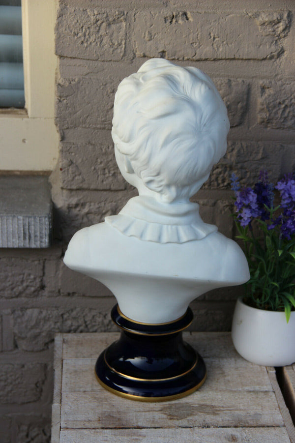 XL French Tharaud Limoges marked bisque porcelain buste houdon child