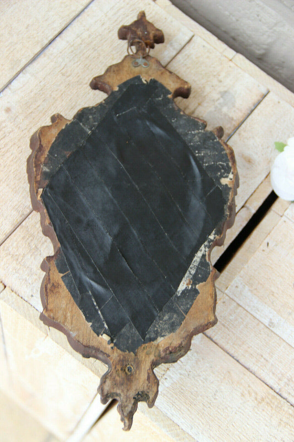 Antique Napoleon III wood carved crucifix meerschaum madonna signed ROGEAU