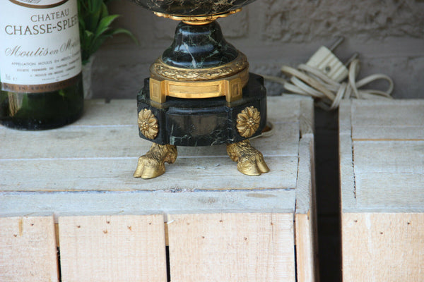 PAIR French antique empire Marble bronze ram heads louis XVI Vase Lamps rare