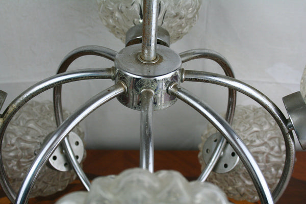 Mid century Retro 8 Glass globes Atomic sputnik chandelier lamp
