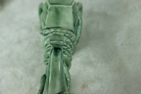 Antique French barbotine majolica anchor Boat vase Rare maritime theme