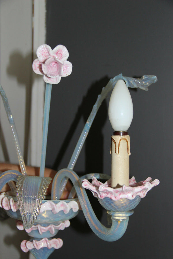 Mid century MuranoVenetian pink hand blown glass Wall light sconce no1