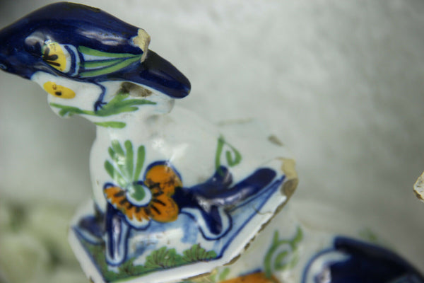 Set 3 Antique Delft polychrome pottery vases set farm landscape dutch decor mark