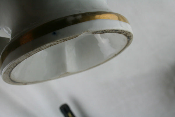 PAIR 19thC old Bayeux Paris porcelain floral hand paint decor French Vases