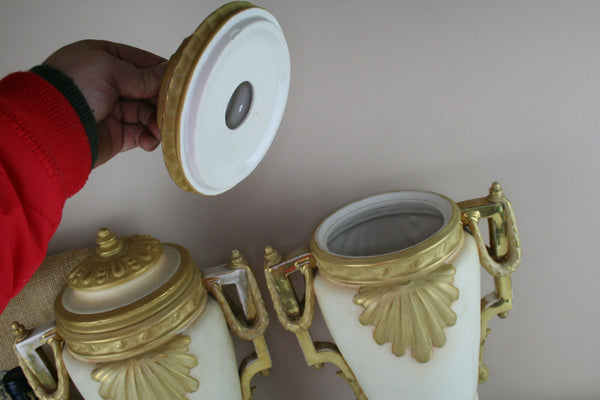 PAIR LArge Royal dux Bohemia marked pottery Vases art nouveau