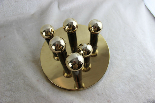 Mid century Gold chandelier pendant sciolari for Boulanger 6 tubes 1970's
