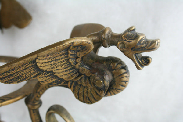 French Empire 1930 Bronze center piece dragons gothic rare NO2