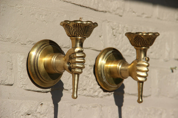 PAIR French Bronze Hand sconces wall lights attr MAISON JANSEN PAris 1960