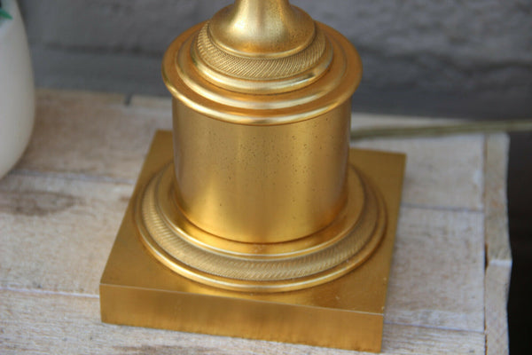 Mid century Brass opaline pineapple Leaf Table lamp attr Maison JANSEN 1960