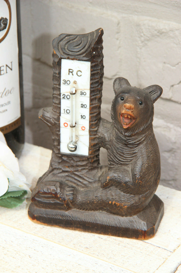 Antique hand Black forest wood carved swiss bear statue