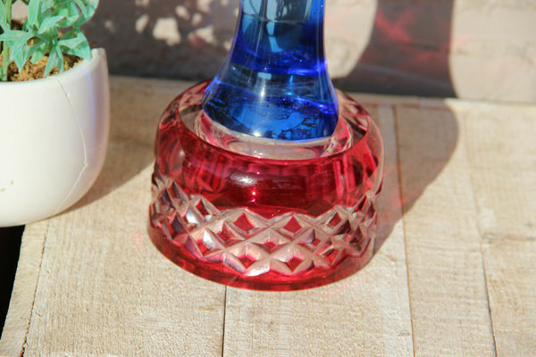 RARE Belgian VAL SAINT LAMBERT Crystal blue glass madonna figurine religious