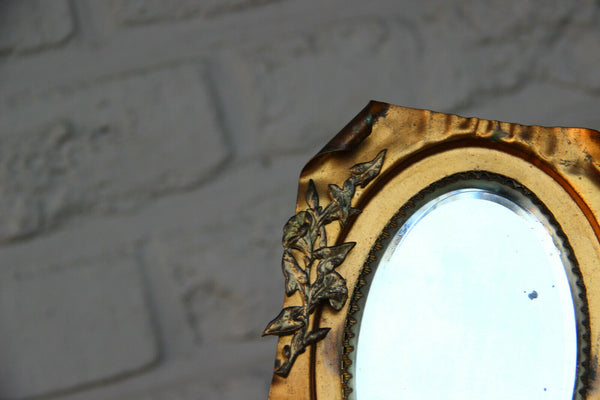 Vintage French metal gold gilt putti hand mirror